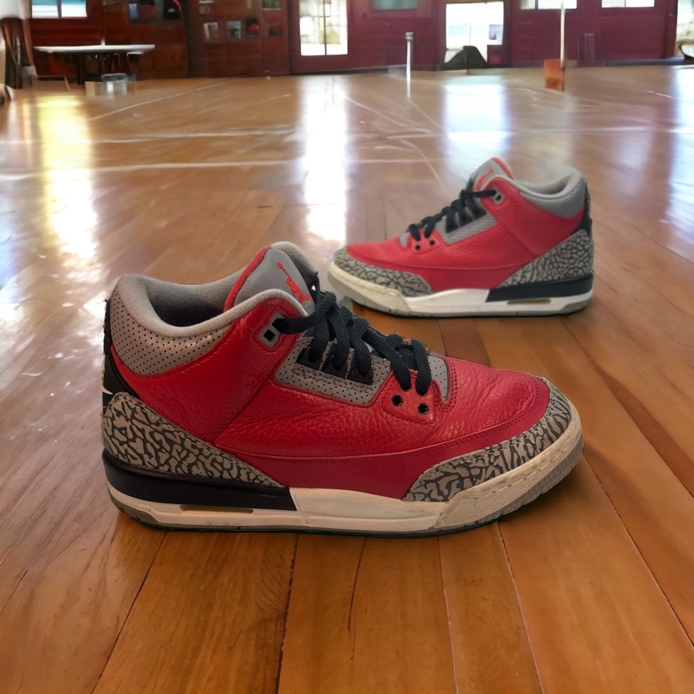 Air Jordan 3 Unite red cement youth 7 womens 8.5 with box